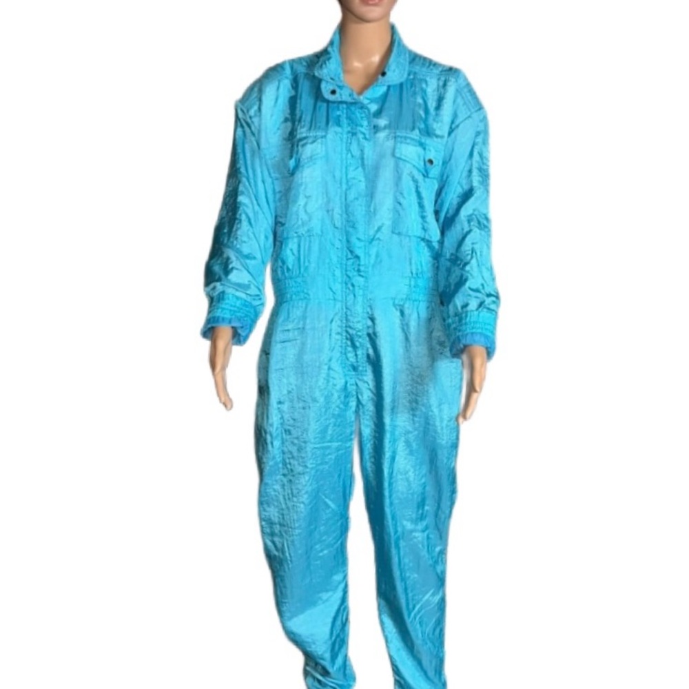 Abraxas ~ Women’s Large ~ Vintage (1980’s) ~ Turquoise ~ Satin/ Shiny ~ Jumpsuit